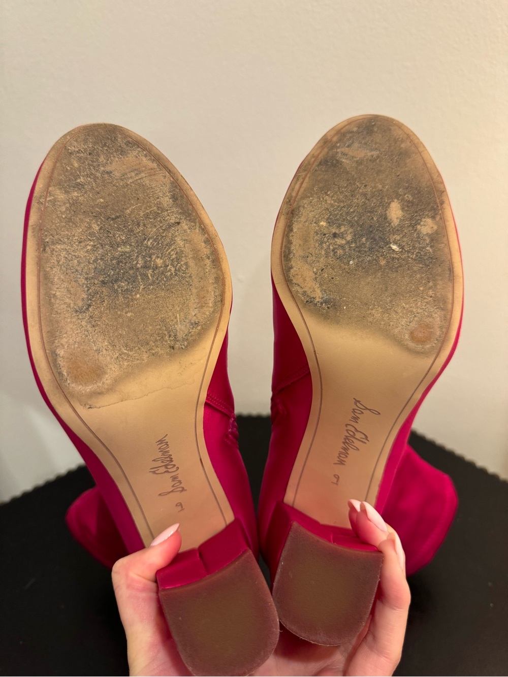 Sam Edelman Hot Pink Stretch Sock Boots with Block Heel - Picture 6 of 6